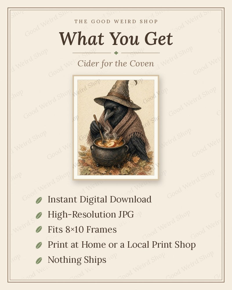 Cider for the Coven, what you get: 8x10 printable digital download