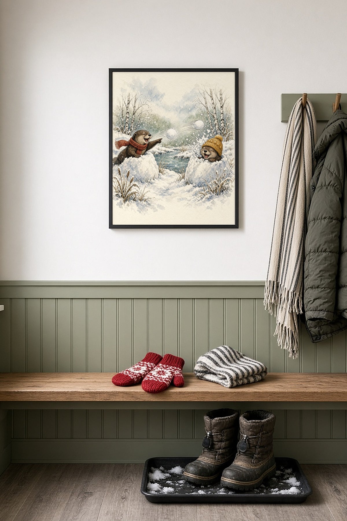 Snowball Season framed 8x10 digital illustration from The Good Weird Shop