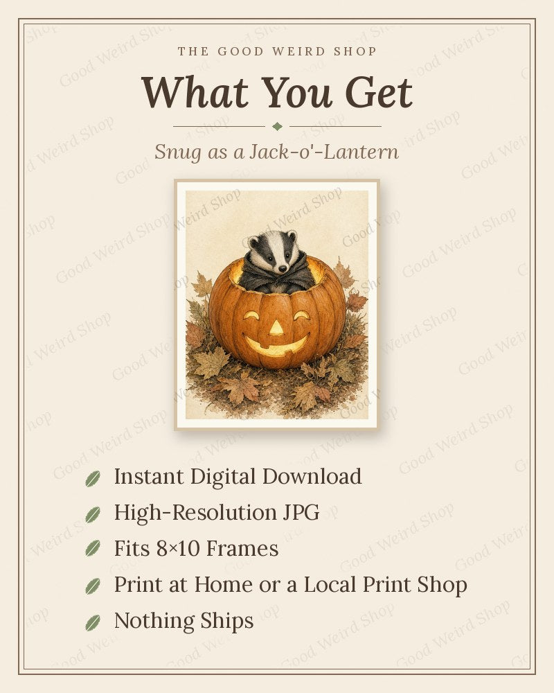 Snug as a Jack-o'-Lantern, what you get: 8x10 printable digital download