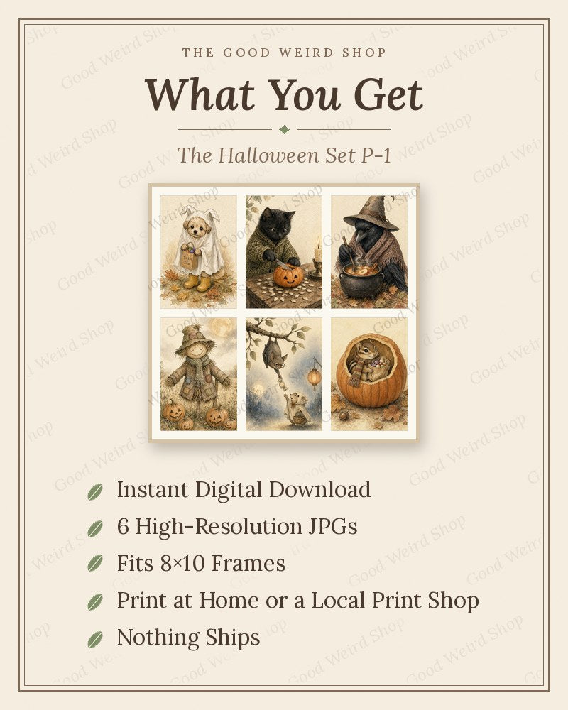 The Halloween Set P-1, what you get: 8x10 printable digital download