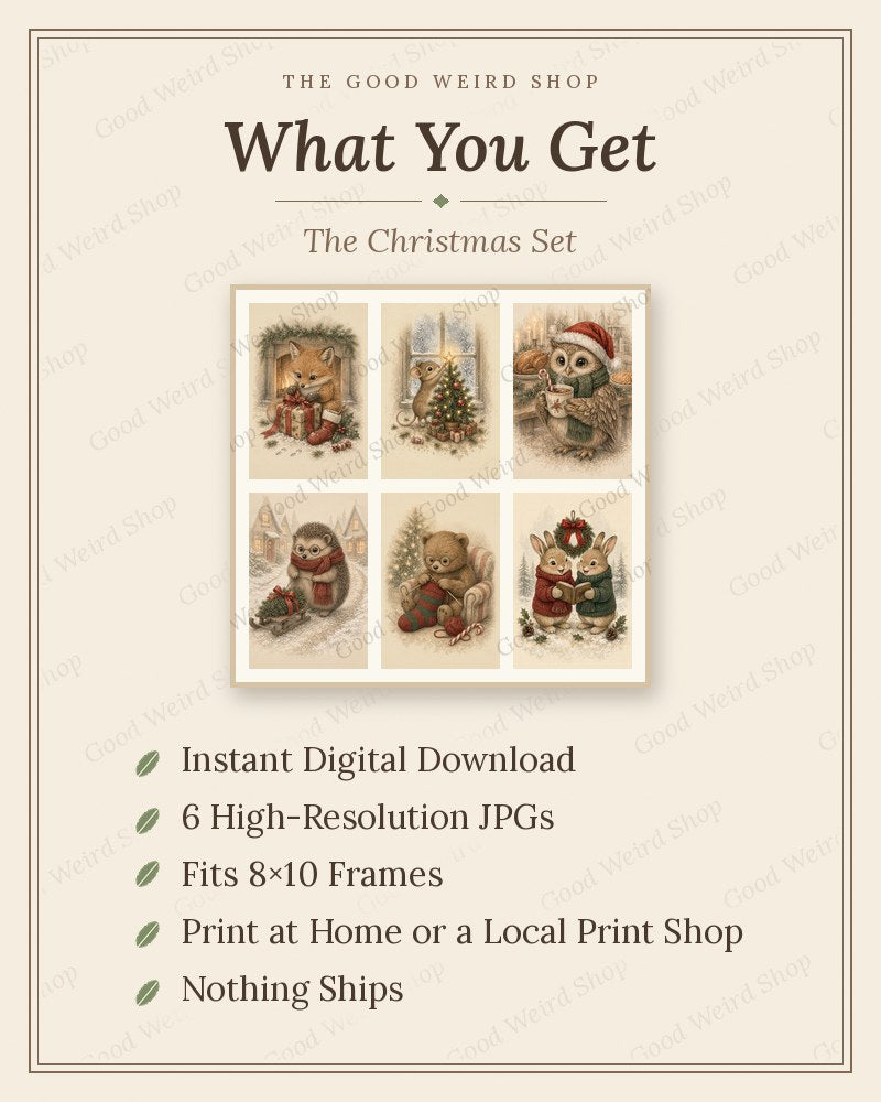 The Christmas Set, what you get: 8x10 printable digital download