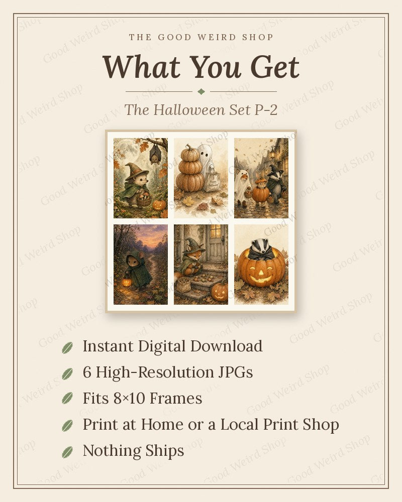 The Halloween Set P-2, what you get: 8x10 printable digital download