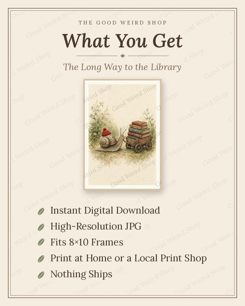 The Long Way to the Library, what you get: 8x10 printable digital download