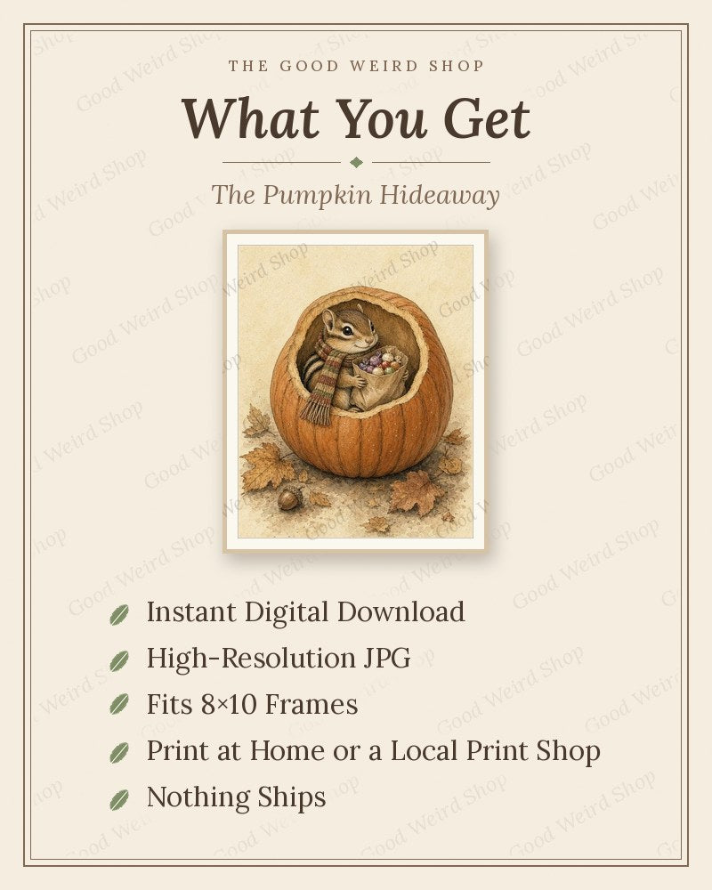 The Pumpkin Hideaway, what you get: 8x10 printable digital download