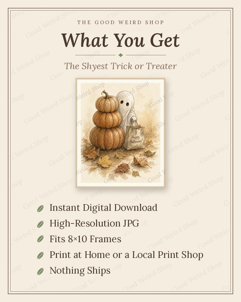 The Shyest Trick-or-Treater, what you get: 8x10 printable digital download