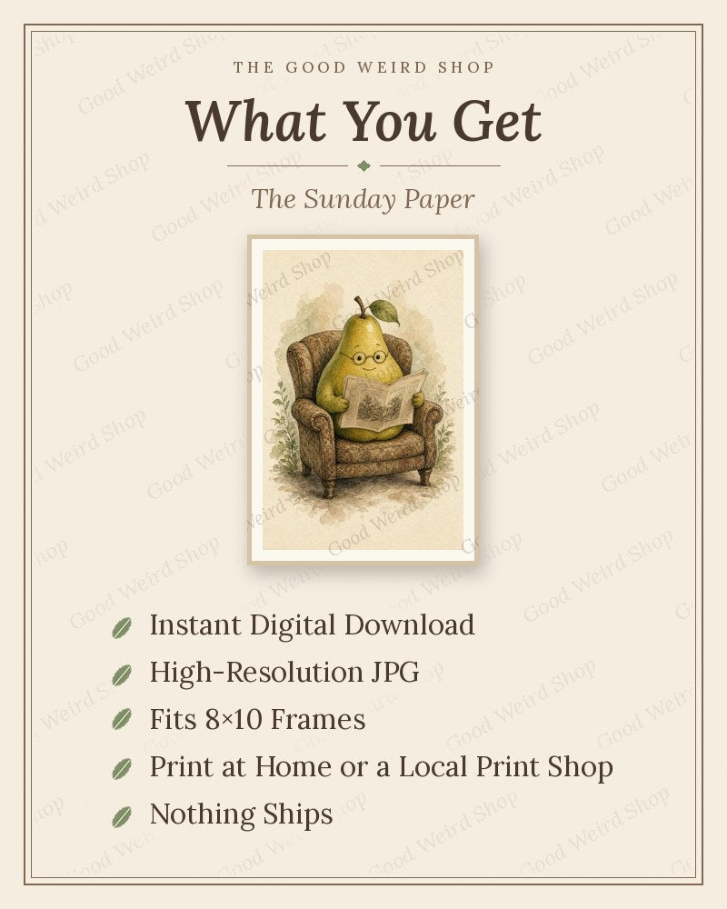 The Sunday Paper, what you get: 8x10 printable digital download